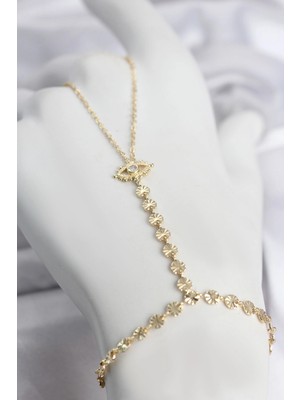 Shopwave Gold Renk Pirinç Zirkon Taşlı Göz Model Şahmeran