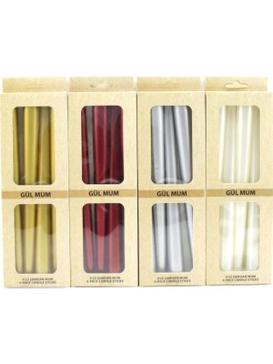 Shopwave 4pcs Candle Metalik Renkler Şamdan Mum 25CM (5047)