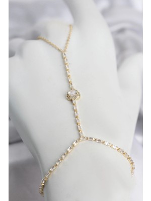 Shopwave Gold Renk Pirinç Zirkon Taşlı Kalp Model Şahmeran