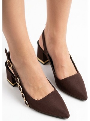 Shemard Merya Kahverengi Saten Topuklu Ayakkabı