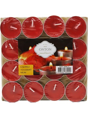 Shopwave 16 Parça  Kırmızı Tea Light Yuvarlak Mum (5047)