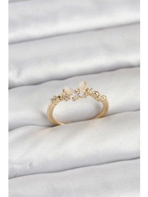 Hace Bazaar Kelebek Model Gold Renk Pirinç Kadın Yüzük - TJ-BYK3921