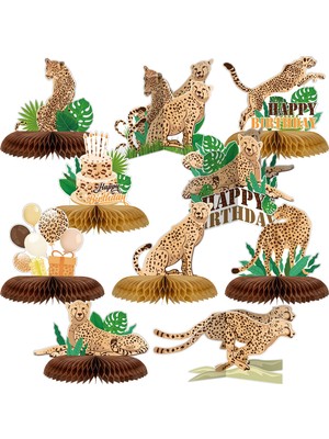 Uravas Store Nezyo 10 Adet Leopar Doğum Günü Süslemeleri Leopar Masa Orta Parçası 3D Orman Petek Orta Parçalar Çita Doğum Günü Dekorasyonları Çita Parti Dekorasyonları Orman Mutlu Doğum Günü Partisi Bebek Partisi