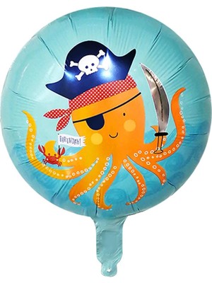 Uravas Store Köpek Balığı ve Ahtapot Balon 45X45 cm Korsan Temalı Folyo Balon Set
