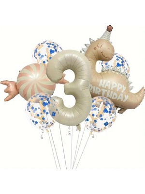 Uravas Store Retro Şapkali Dinazor Şeker Folyolu Yaş Balon Set, 1