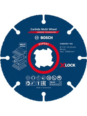 Uravas Store Bosch 1x Expert Carbide Multi Wheel X-Lock Kesici Diskler (Sert Ahşap, Çivili Ahşap, Plastik, Alçıpan Panel, Ø 115 Mm, Aksesuar Küçük Avuç Taşlama Makinesi)