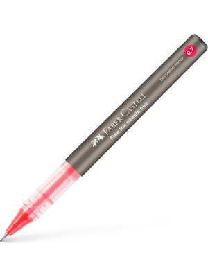 Uravas Store Faber-Castell Free Ink Roller Kalem 0.7, Kırmızı, Silinmez Kalıcı Mürekkep, Iğne Uçlu, Akıcı Yazım, Mürekkep Göstergeli