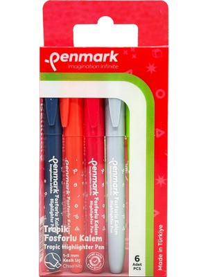 Uravas Store Penmark Kalem Tipi Fosforlu Kalem 6'lı Bristol Tropik