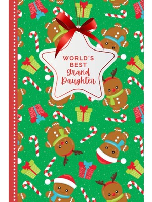 Uravas Store World’s Best Granddaughter: Gingerbread Candy Cane Pattern On Green / Small 6x9 To Do List Notebook And Christmas Card Combo / Fun Gift Or Stocking ... From Grandpa Grandma Grandparent