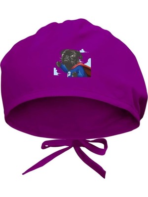 Uravas Store Super Pug Baskılı Cerrahi Bone - Doktor ve Hemşire Bonesi Hastane Bonesi