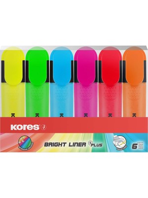 Uravas Store Kores TM36160 Fosforlu Kalem Seti, 6'lı Set, Parlak Kalem, Sarı/yeşil/turuncu/pembe/kırmızı/mavi