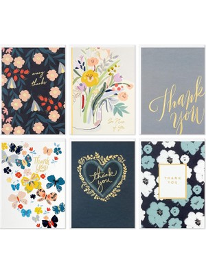 Uravas Store Hallmark Teşekkür Kartları Çeşitleri, Folyo Kalpler ve Çiçekler (48 Teşekkür Notları ve Zarflar)