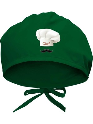 Uravas Store Bıyıklı Chef Baskılı Cerrahi Bone - Doktor ve Hemşire Bonesi Hastane Bonesi