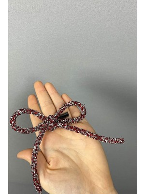 Uravas Store Kırmızı Gümüş Full Taşlı Özel Tasarım Saç Tokası