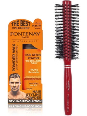 Uravas Store Fontenay Saç Şekillendirici Pudra Toz Wax Ultra Strong Turuncu 20GR + Profesyonel Saç Fırçası 1016 2'li Set