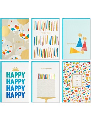 Uravas Store Hallmark Doğum Günü Kartı Çeşitleri, Zarflı 36 Kart (Parti Zamanı)