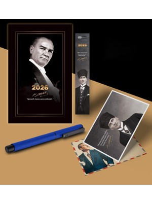 Uravas Store 2026 Gazi Paşa Atatürk Ajandası Ayraç Kartpostal Kalem - Lacivert
