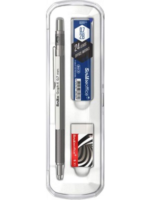 Uravas Store Scrikss Office Graphx 3'lü Set Mekanik Kurşun Kalem Silgi Min Saten Gri 0.7 mm