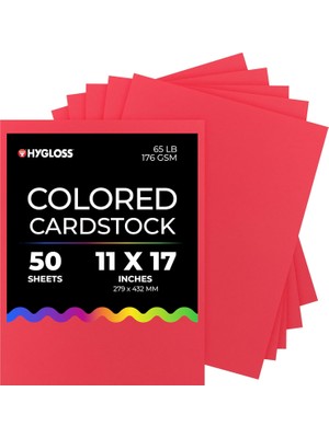 Uravas Store Hygloss Kırmızı Parlak Renkli Kart Stoğu - 11X17-İNÇ, 50 Yaprak, 65 LB/176 Gsm, Solmaya Dayanıklı, Asitsiz Renkli Kart Stok Kağıdı