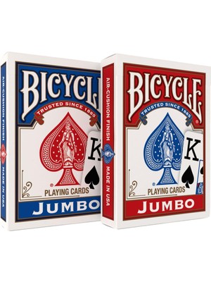 Uravas Store Bicycle Rider Back Intl. Jumbo Endeks Oyun Kartları, Ikili Paket, Kırmızı & Mavi