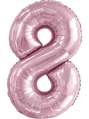 Uravas Store 5dm 8 Rakam Pastel Pembe Folyo Balon 76 cm