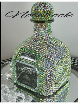Uravas Store Silver Diamond Bling Bedazzled Patron Alcohol Bottle Decor 8.5 x 11 Inches 110 Wide Ruled Pages