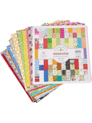 Uravas Store Doodlebug 5719 Değerli Kart Stoğu Kiti 12"X12", 50 Yaprak