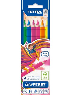 Uravas Store Lyra Super Ferby® - Neon, Askılı Paket 6'lı Kalem Seti