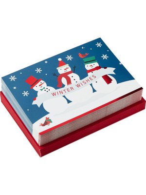 Uravas Store Hallmark Kutulu Noel Kartları, Kış Dilekleri Kardan Adamlar (40 Kart ve 40 Zarf)