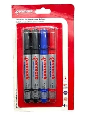 Uravas Store Penmark Permanent Marker Kesik Uç 4'lü Blister