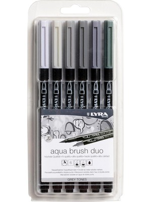 Uravas Store Lyra Aqua Brush Duo Gri Tonları, 6 Renkli Set 32