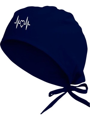 Uravas Store Unisex Lacivert Kalp Ritm Temalı Hastane Bonesi