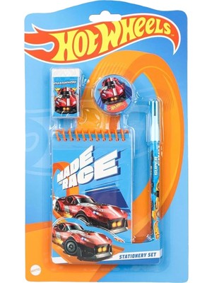 Uravas Store Hot Wheels Lisanslı Not Defteri, Gömme Kurşun Kalem, Silgi ve Kalemtraş Seti, Turuncu