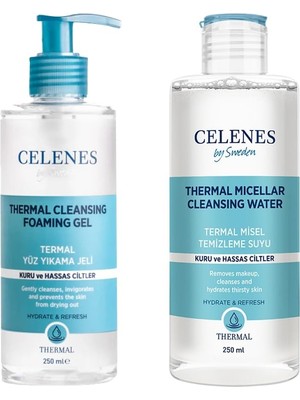 Uravas Store Celenes By Sweden Termal Yüz Temizleme Seti Ikisi Bir Arada Kuru ve Hassas Ciltler 250 ml + 250 ml