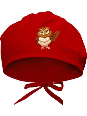 Uravas Store Baykuş Baskılı Cerrahi Bone Kırmızı