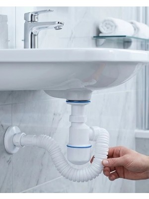 Shopwave Lavabo Gider Borusu Esnek Hortumlu Sifon Seti Koku Önleyici Dayanıklı Tasarım