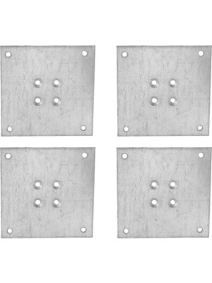 Uravas Store 4 Adet Metal Çinko Masa Bağlantı Sacı Düz 7 x 7 cm Mobilya Yemek Masası Ayak Bağlama Saçı Aparat