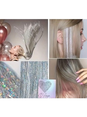 Uravas Store DD245 Işıltılı Hair Tinsel Saç Simi Uzatma Gri Gümüş Gelin Teli Ht 45 01