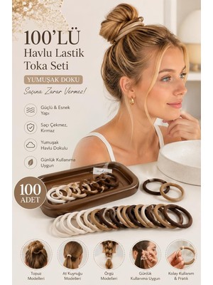 Uravas Store Kadın 100 Lü Havlu Lastik Toka Seti,kadın Çocuk Mandal Toka, Lastik Toka Seti, Toka Organizer, Toka, Kız Çocuk Toka, Kadife Toka (Siyah-Kahve-Beyaz)