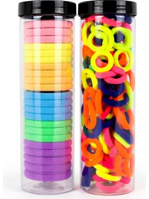 Uravas Store 100 Adet Neon Renkli Saç Tokası + 20 Adet Büyük Boy Lastik Toka Seti – Esnek, Dayanıklı, Iz Yapmaz, Çocuk ve Yetişkin Kullanımına Uygun, Günlük ve Spor Için Ideal