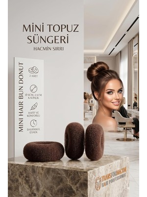 Uravas Store Transformacion 2'li Kahverengi Mini Topuz Süngeri 6cm Donut Saç Şekillendirici 721881