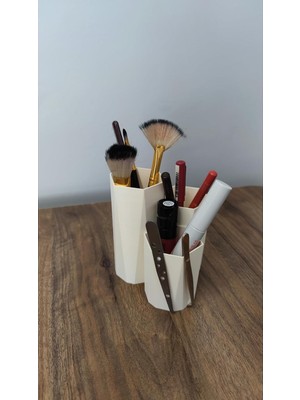 Uravas Store Takı Düzenleyici Makyaj Organizer ve Fırçalık Çok Amaçlı Düzenleyici 3 Gözlü Kemik Beyazı, TYBEGQRLSO2TMFAP76