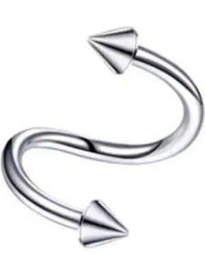Uravas Store Unisex Gümüş Cerrahi Çelik Spiral Model Sivri Uçlu Helix Kıkırdak Piercing, Gri