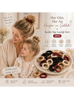 Uravas Store Okavango Kadın Kahverengi Ultra Esnek Tırtıklı 20 Li Havlu Lastik Toka Seti, Lastik Toka Seti, Toka Organizer, Toka, Kız Çocuk Toka, Kadife Toka