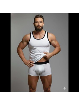 Hace Bazaar Erkek Beyaz Tank Top Boxer Takım
