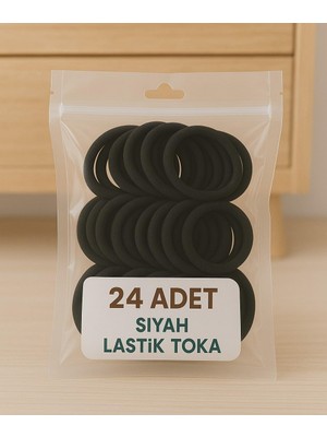 Uravas Store Siyah Kadın Saç Tokası 24 Adet Orta Boy Esnek Havlu Lastik Toka (Siyah)