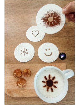 Uravas Store Postermanya Barista Kahve Süsleme Şablonu, 4'lü Latte Art Seti, Kahve Üstü Sanatsal Desen ve Şekil Yapma Şablonu