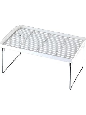 Uravas Store Lirazon Dolap Içi Raf Düzenleyici, Metal Ayaklı, Plastik Mutfak Rafı, Tezgah Üstü Yer Kazandıran Organizer, 14X30CM