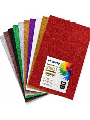 Uravas Store Dökülmeyen Simli Fon Kartonu 25X35 cm 10'lu Karışık Renk