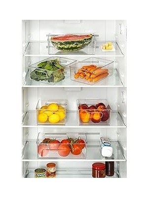 Uravas Store Deconox Kırılmaz Ultra Dayanıklı Buzdolabı Düzenleyici Organizer Kutu Şeffaf - 30X21X9 cm (812)